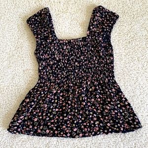 Ultra Flirt Cute Black Floral Top